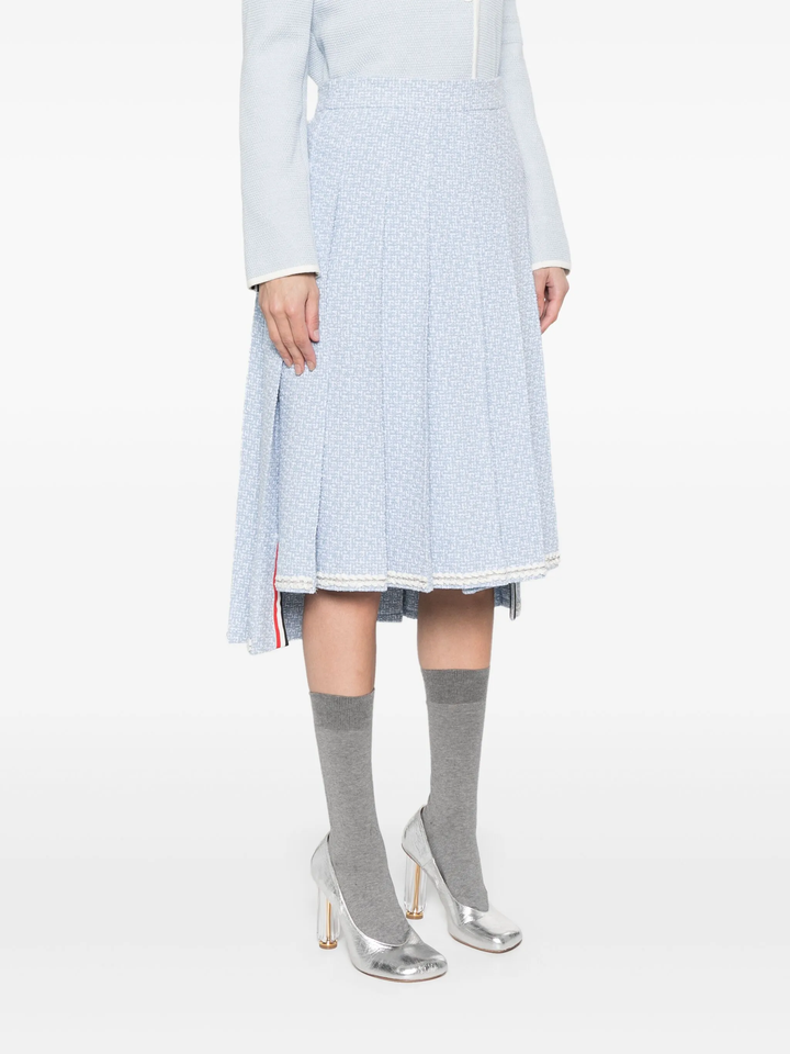 Solid Tweed Pleated Skirt