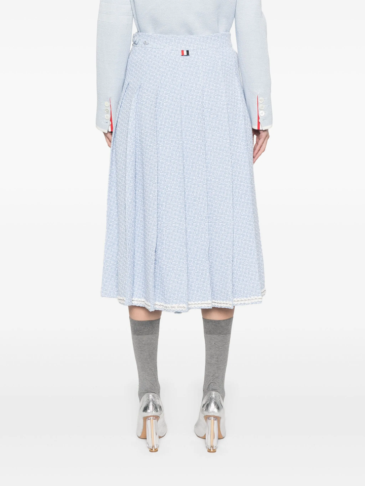 Solid Tweed Pleated Skirt