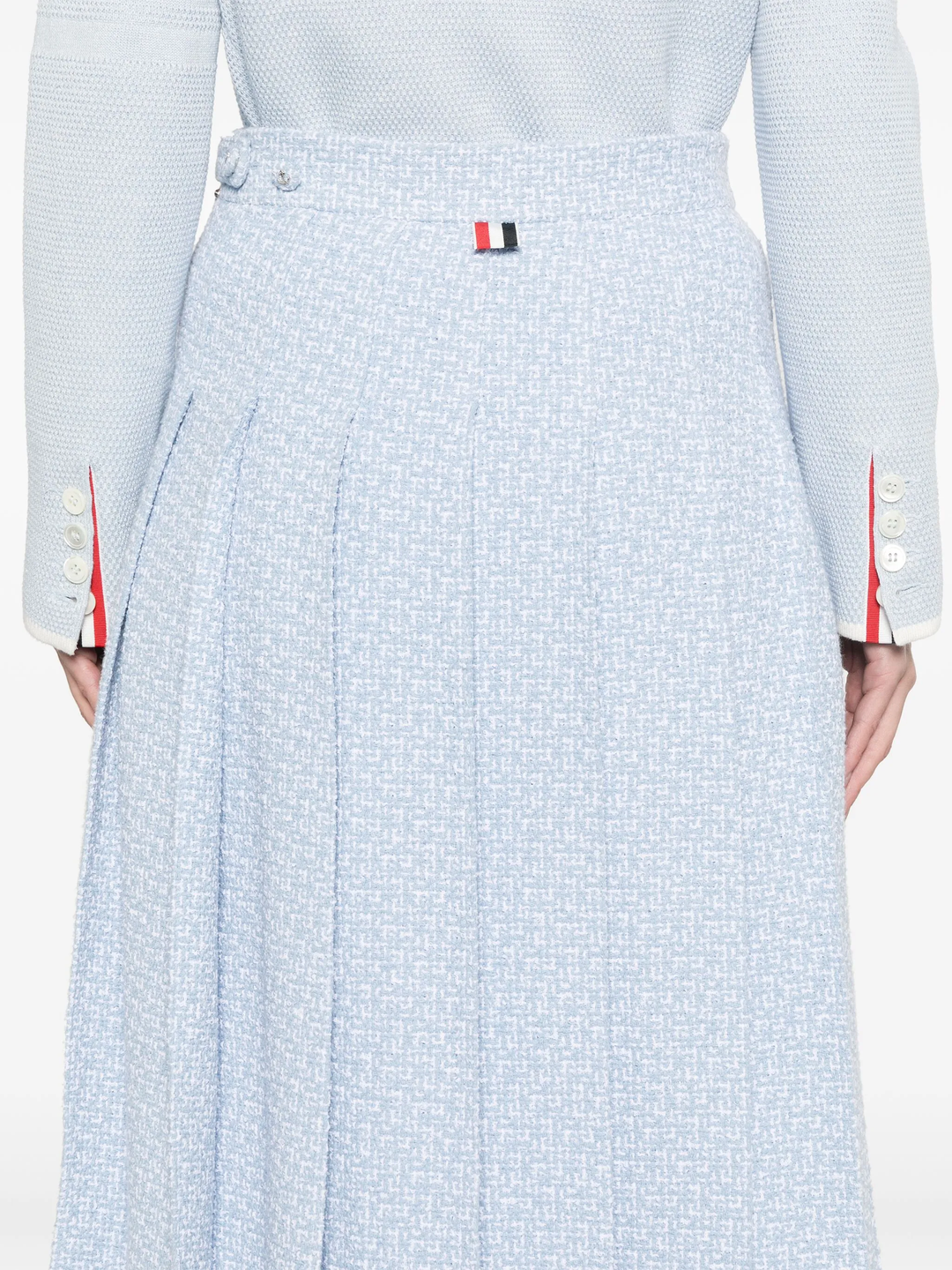 Solid Tweed Pleated Skirt