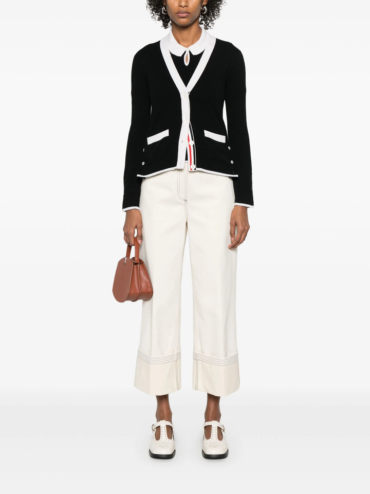 Jersey Stitch Cashmere V Neck Cardigan