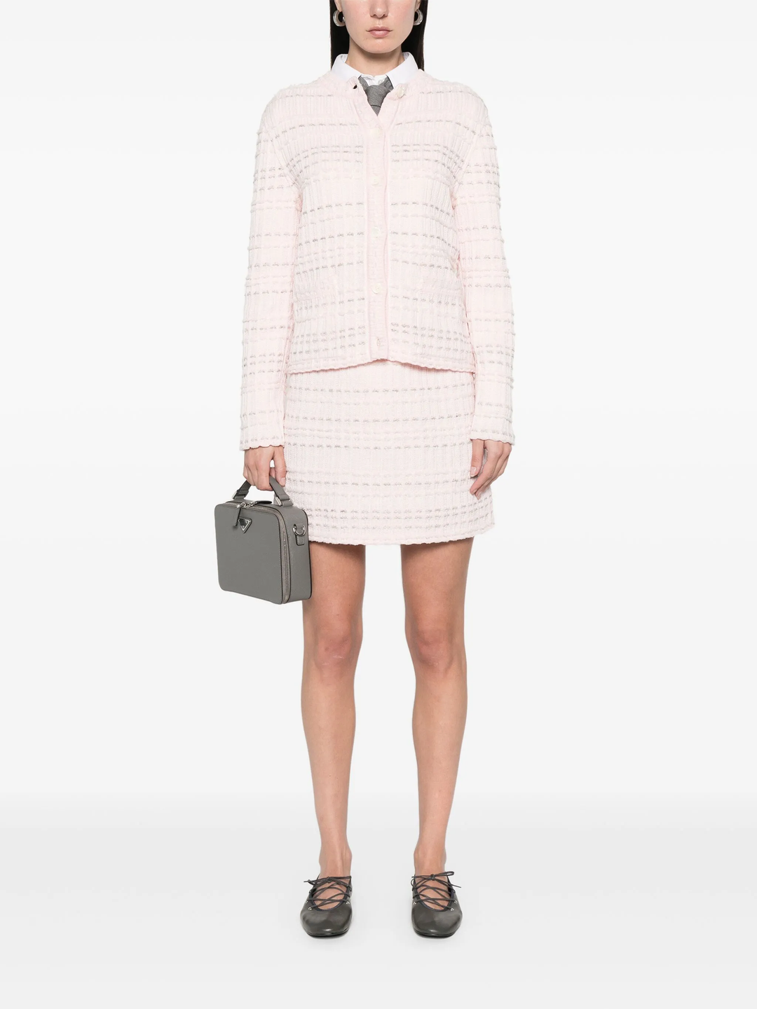 Seersucker Knit Tweed Jacquard Cardigan