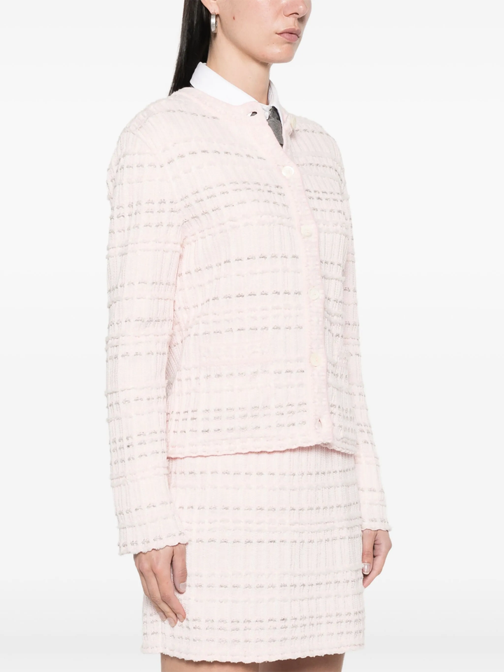 Seersucker Knit Tweed Jacquard Cardigan