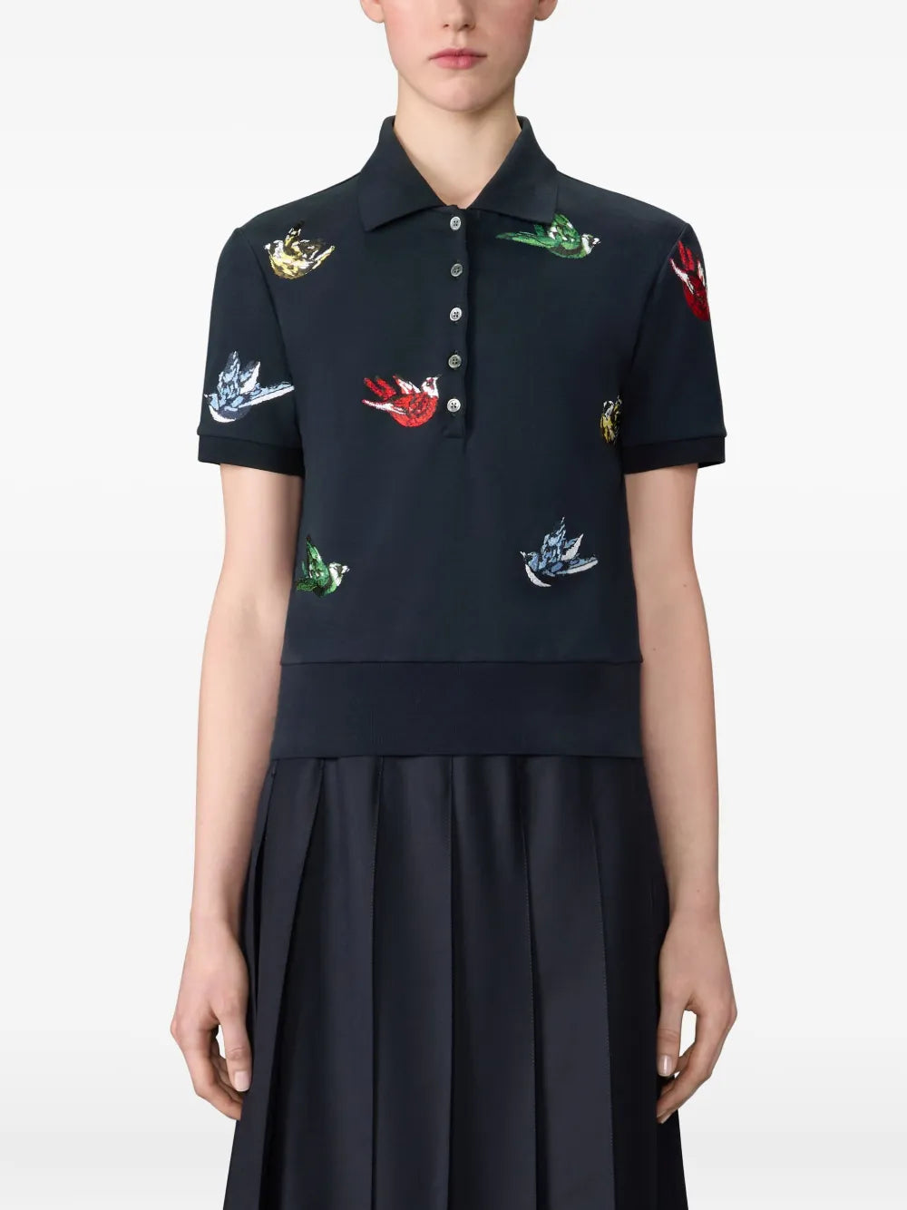 Satin Stitch Bird Embroidery Polo