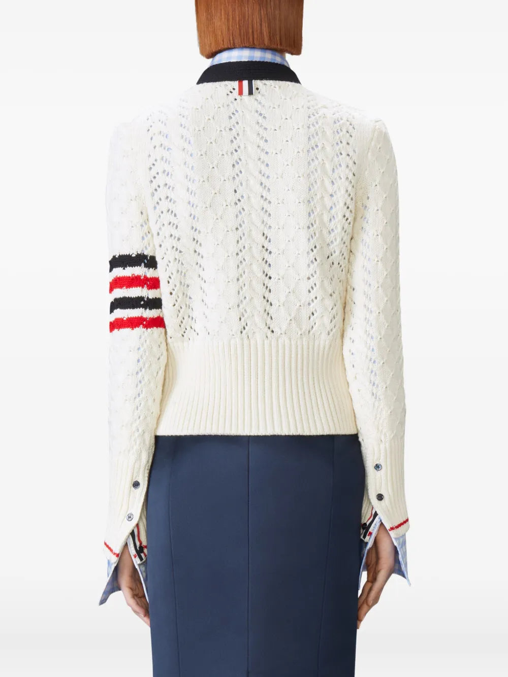 Cable Pointelle Merino Wool Cardigan