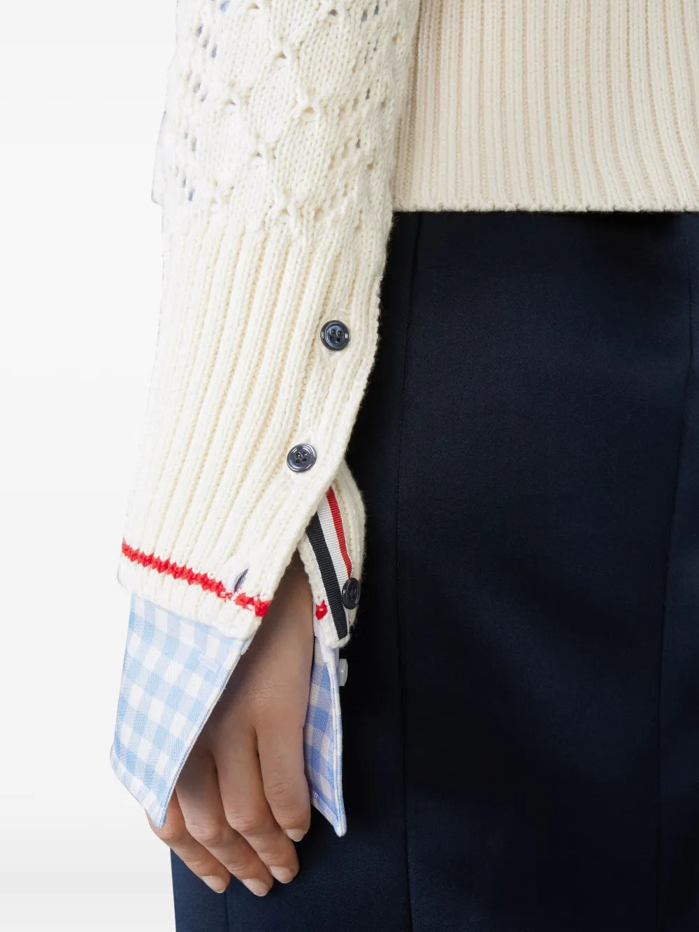 Cable Pointelle Merino Wool Cardigan