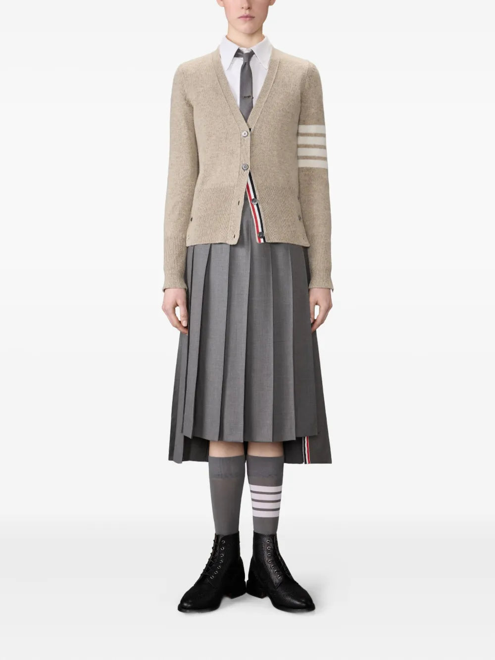 Jersey Stitch Shetland Wool 4-Bar Cardigan