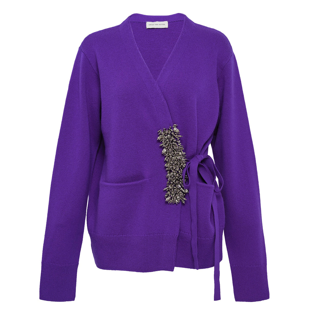 Overlapping Embellished Knit Top