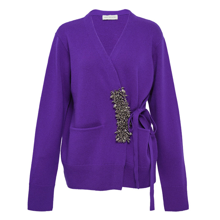 Overlapping Embellished Knit Top