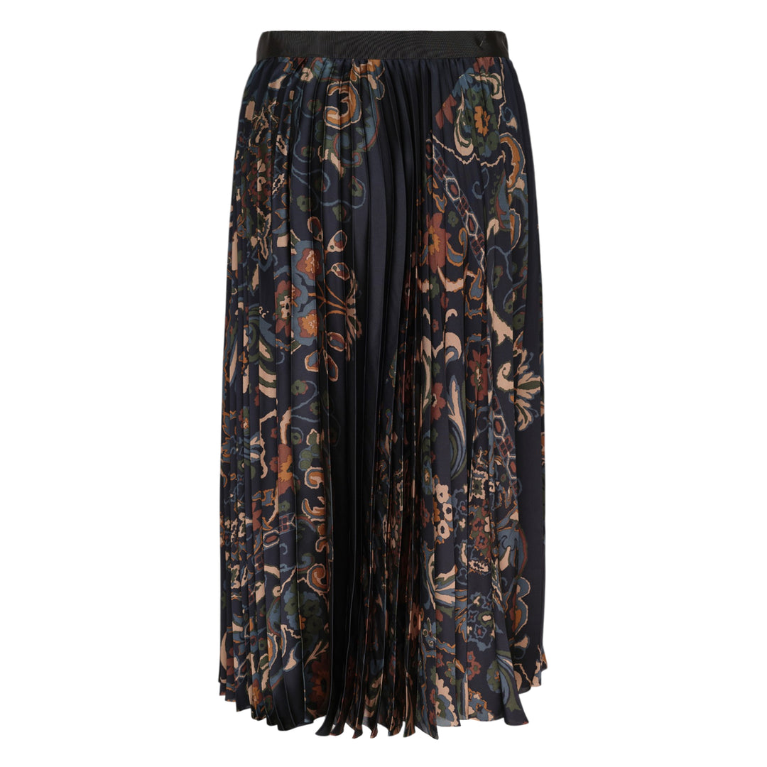 Floral Print Pleated Midi Skirt
