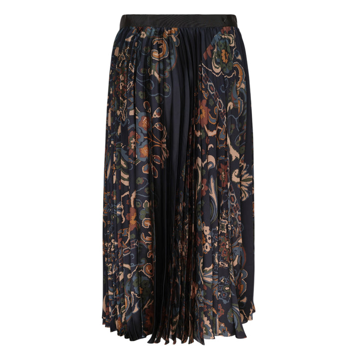 Floral Print Pleated Midi Skirt