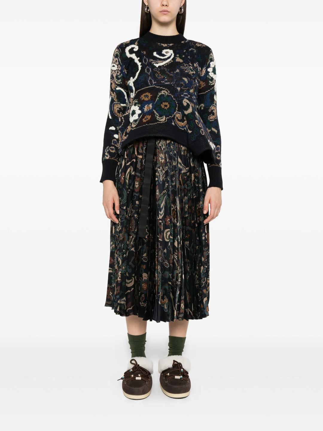 Floral Jacquard Knit Pullover