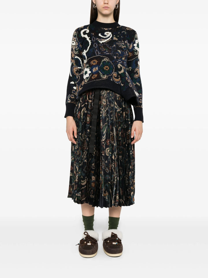 Floral Jacquard Knit Pullover