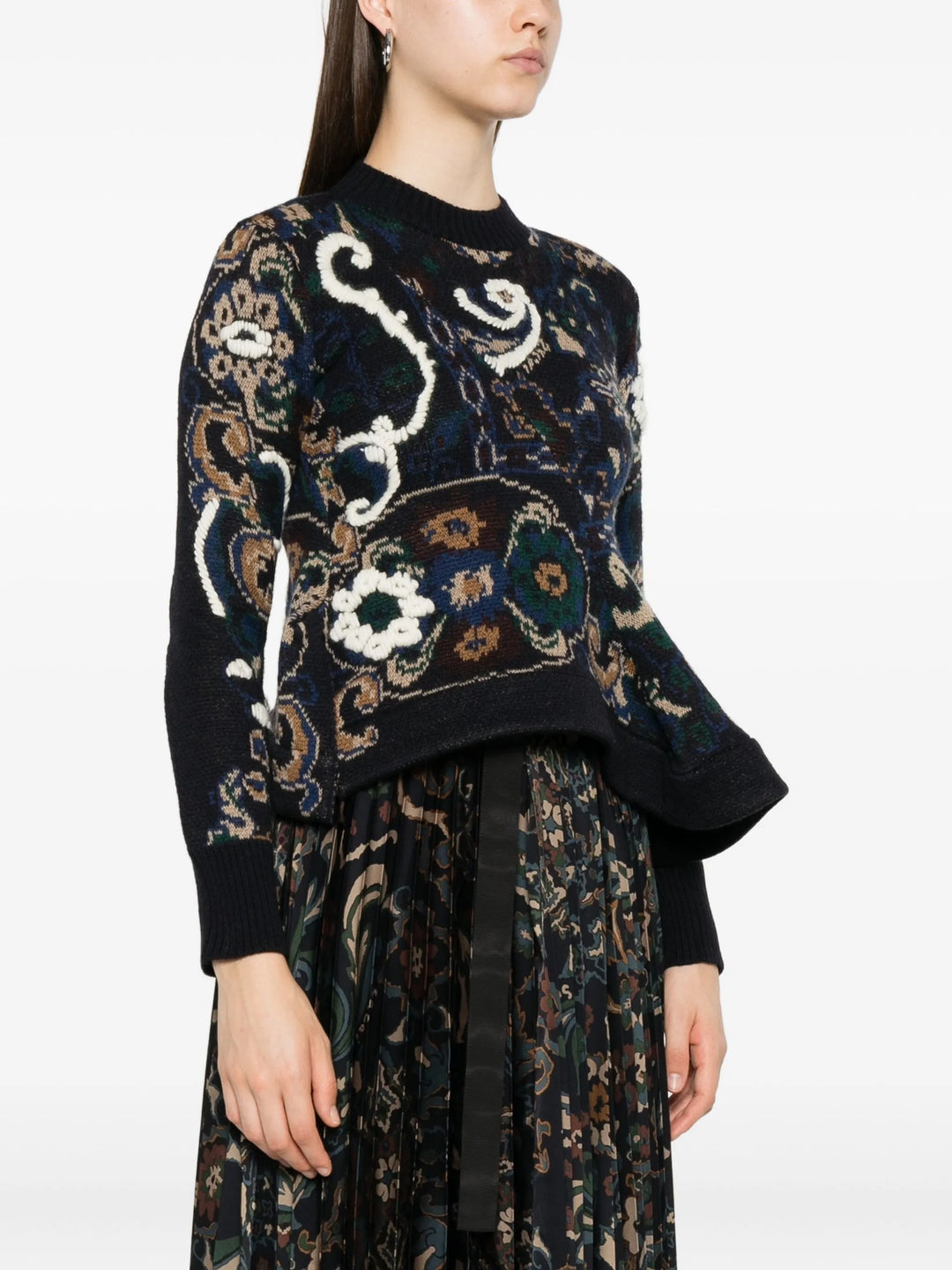 Floral Jacquard Knit Pullover