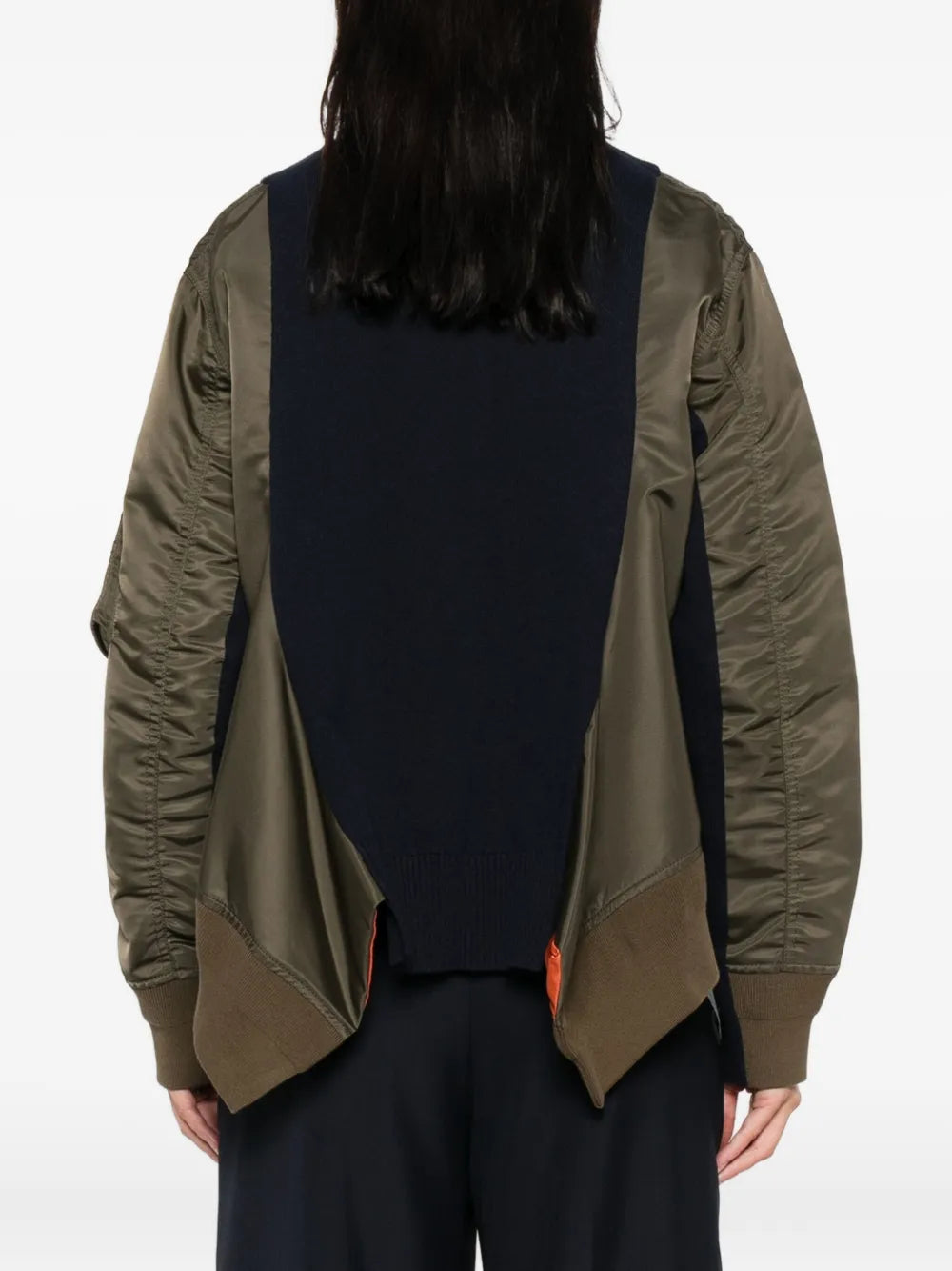 Nylon Twill X Knit Cardigan