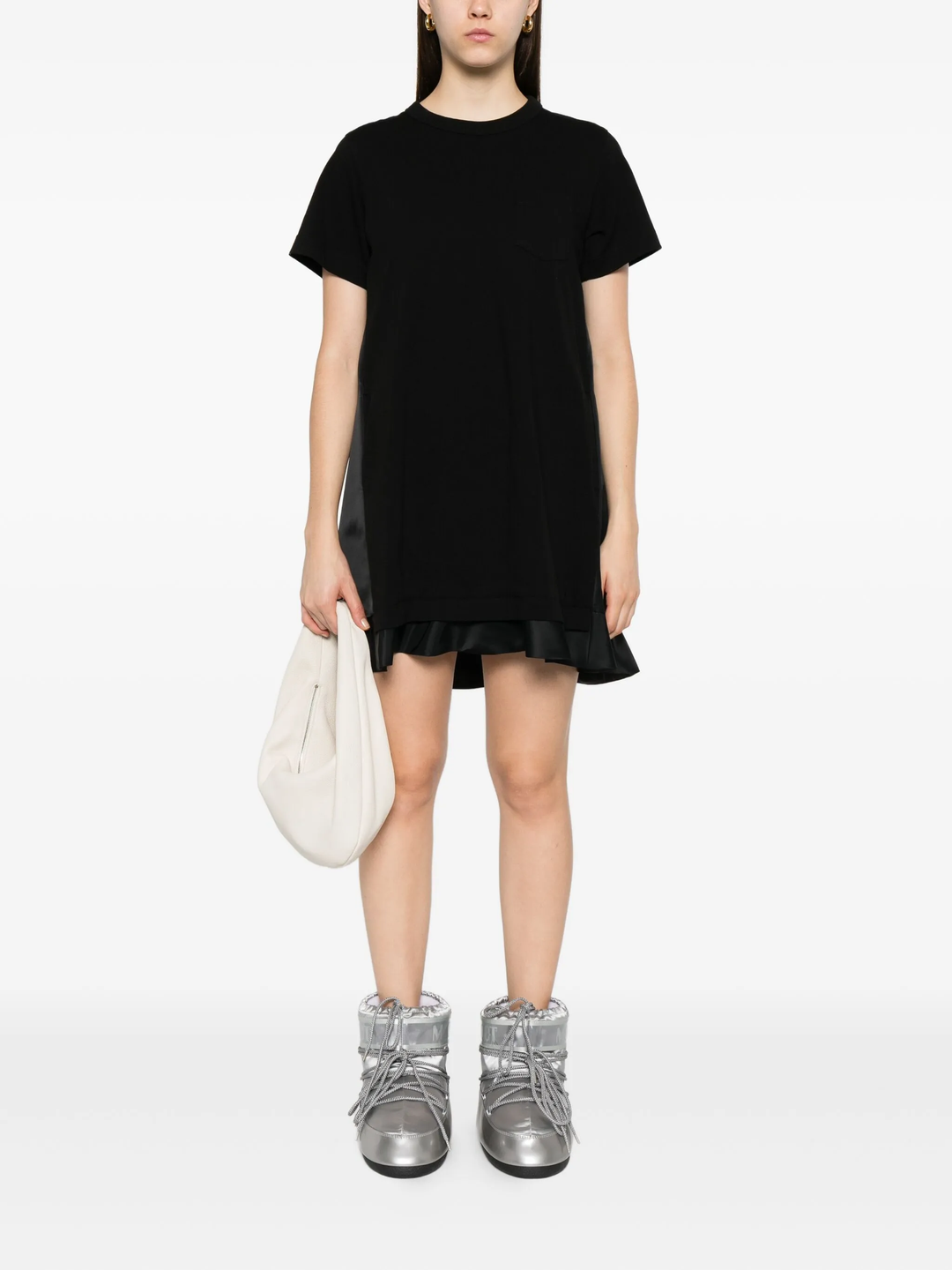 Nylon Twill x Cotton Jersey Dress