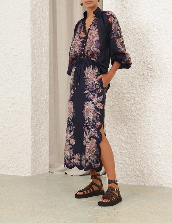 Rhiannon Scallop Midi Skirt