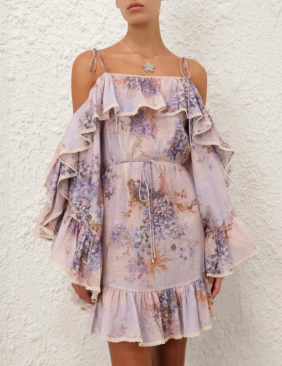 Cascadian Ruffle Mini Dress