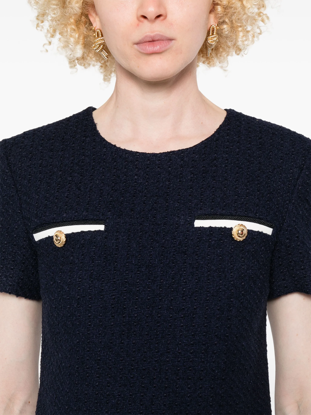 Navy Boucle Mini Dress