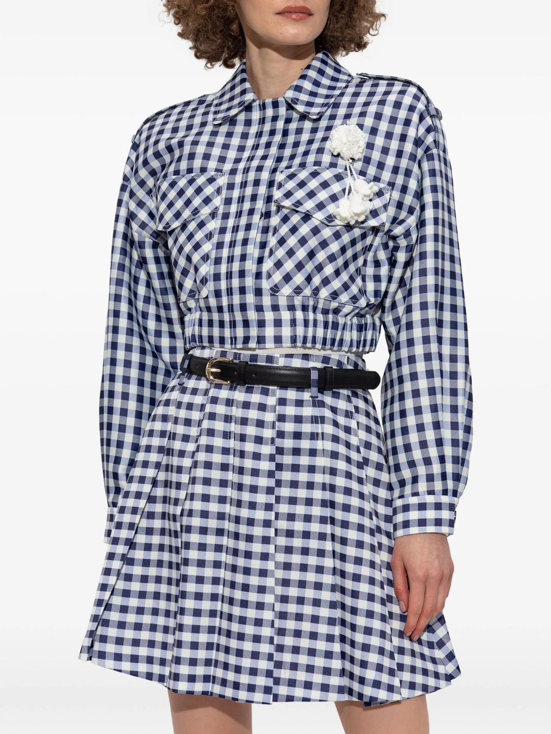 Navy Gingham Taffeta Jacket