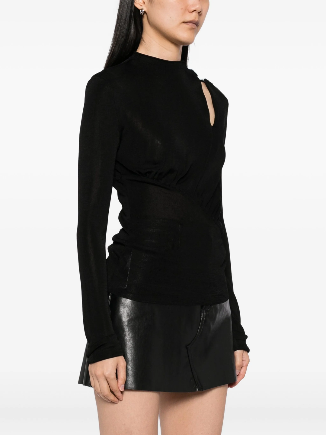 Black Cut Out Viscose Knit Top