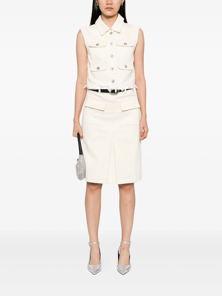 Cream Denim Sleeveless Top