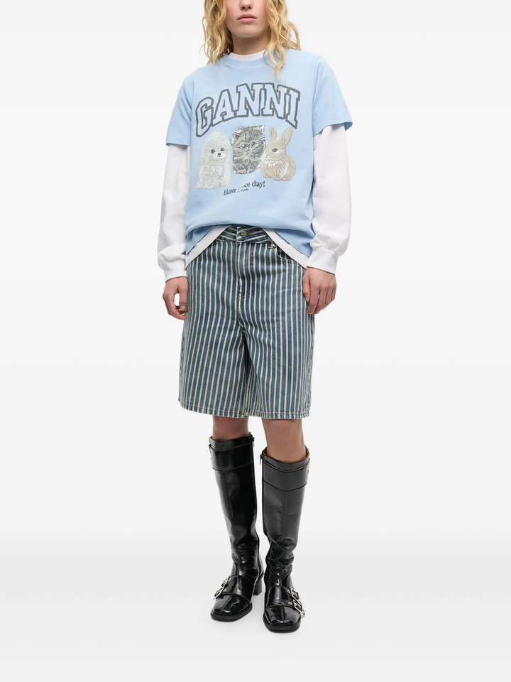 Light Stripe Denim Shorts