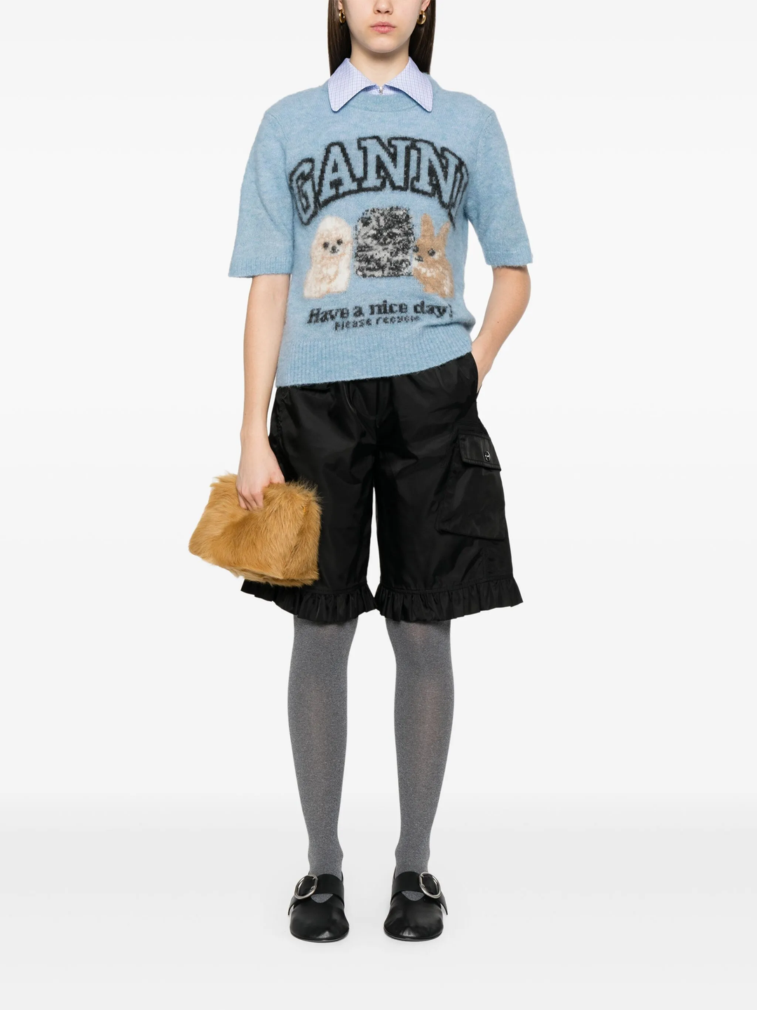 Duchesse Nylon Midi Ruffle Shorts