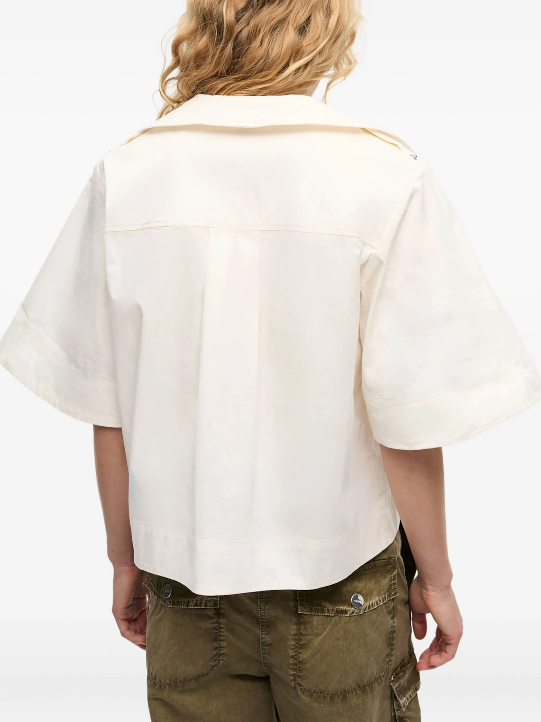 Stretch Cotton Cowl Neck Blouse