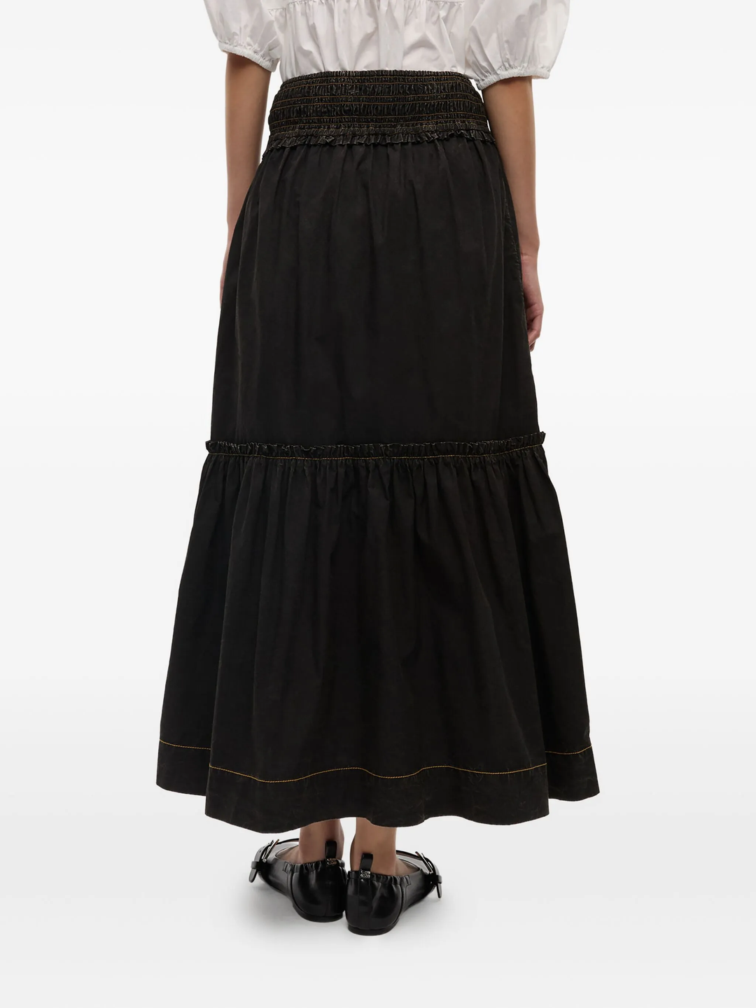 Garment Dyed Cotton Smock Maxi Skirt