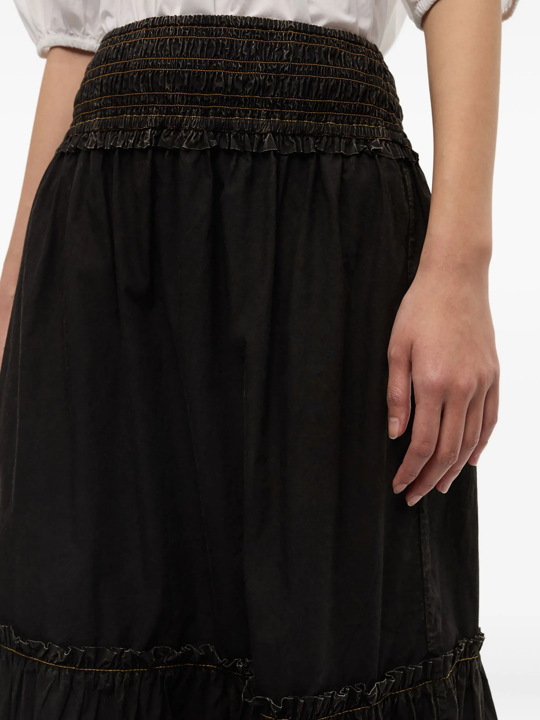 Garment Dyed Cotton Smock Maxi Skirt