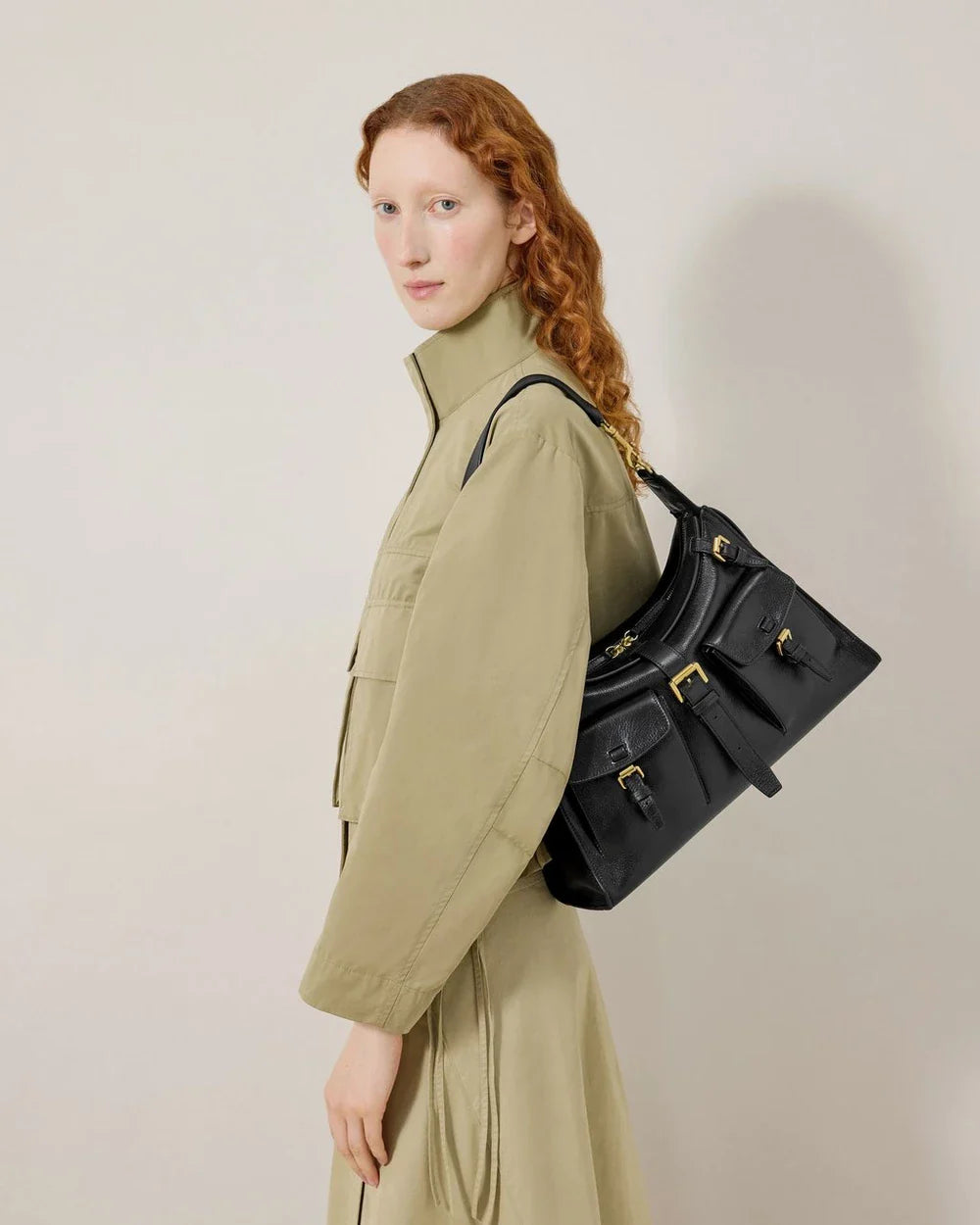 Roxanne Shoulder Bag Black High Shine Leather