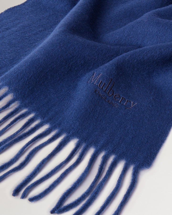 Small Solid Merino Wool Scarf Stormy Blue Merino Wool