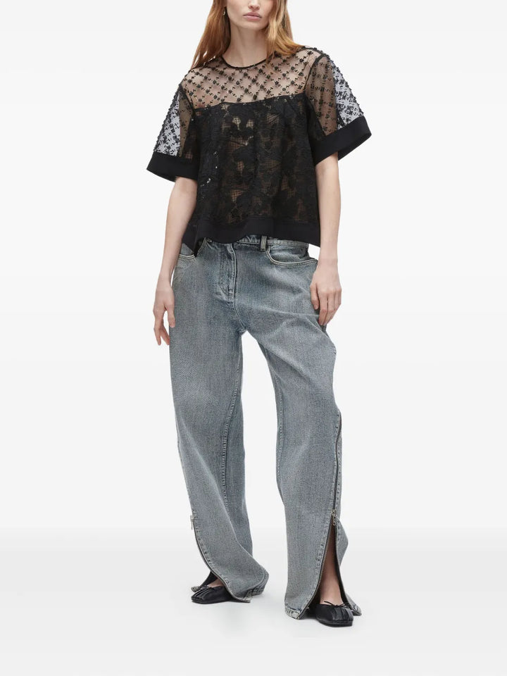 Corded Lace Organza Flounce Top