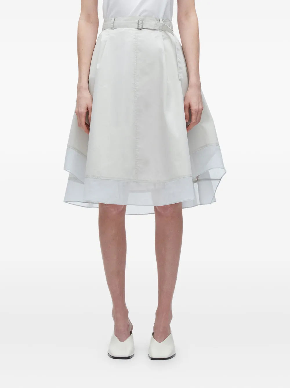 Belted Flounce Skirt Chiffon Combo