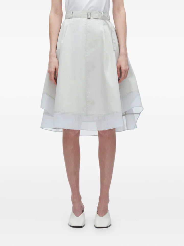 Belted Flounce Skirt Chiffon Combo
