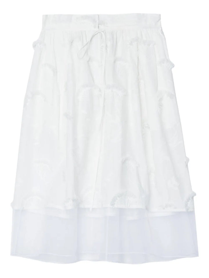 Tie-Waist Midi Skirt With Organza