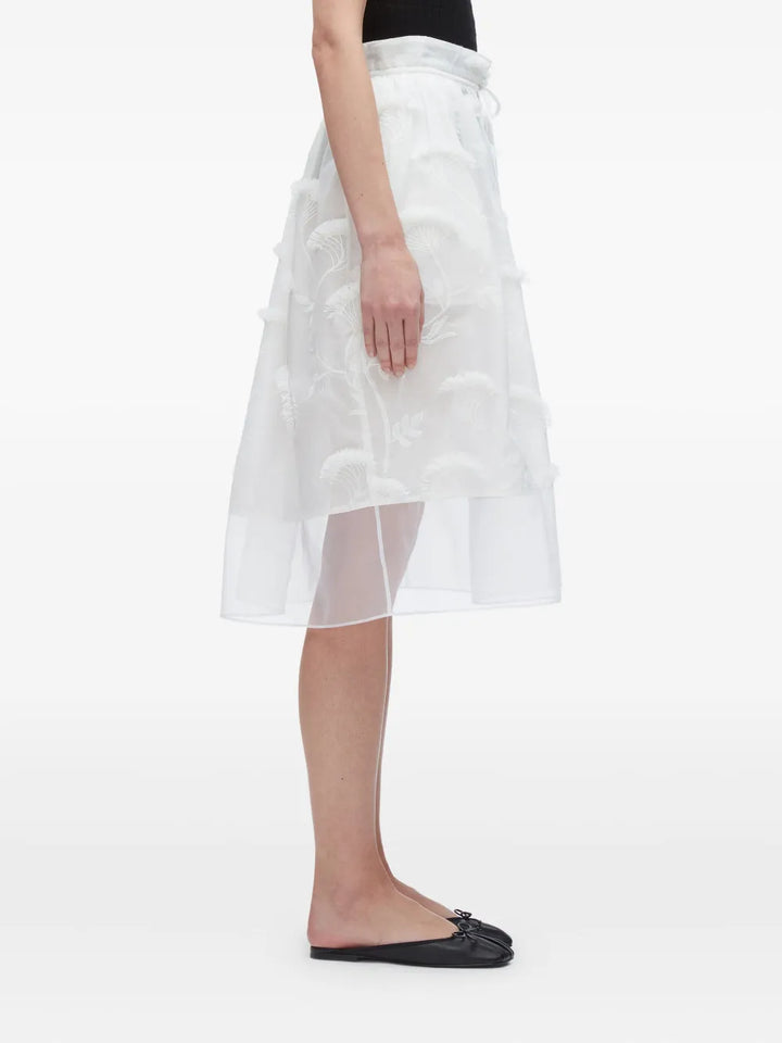 Tie-Waist Midi Skirt With Organza