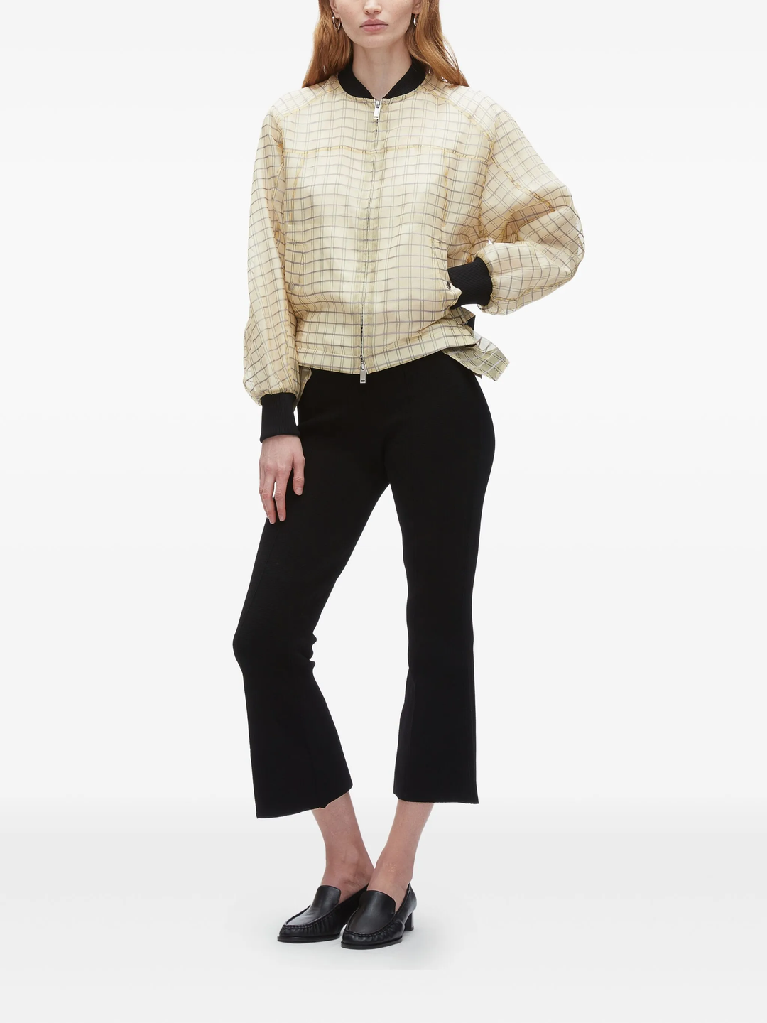 Plaid Organza Bomber Jacket