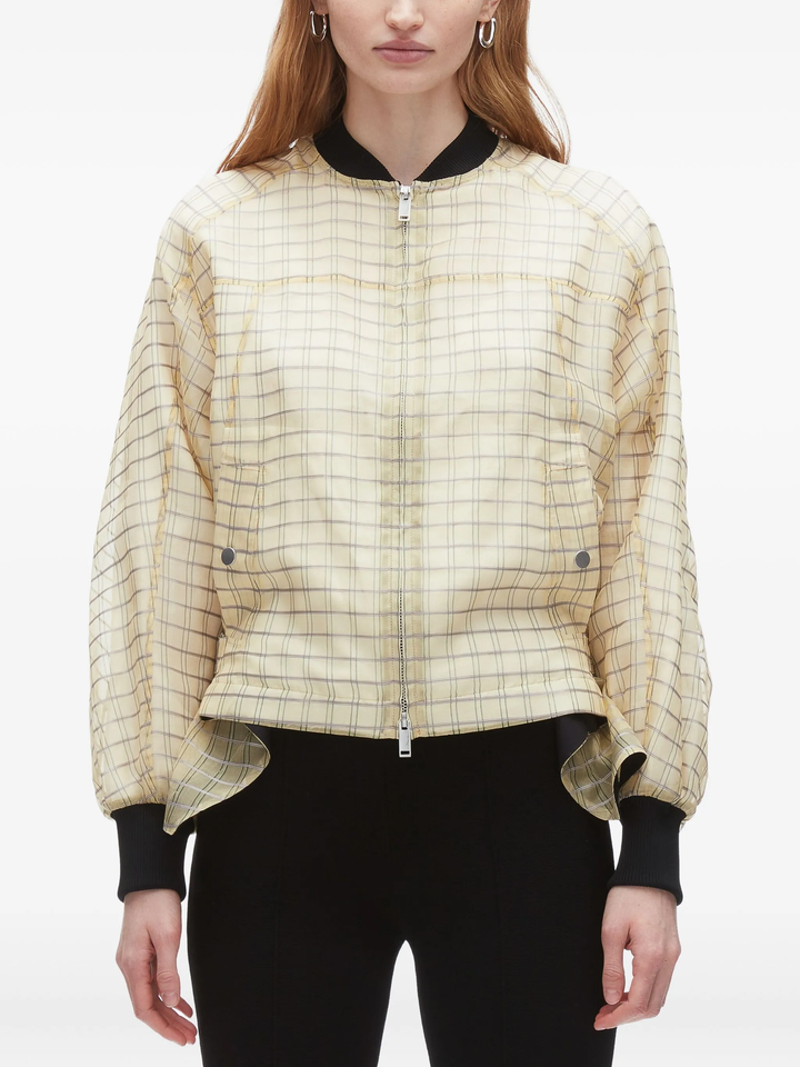 Plaid Organza Bomber Jacket