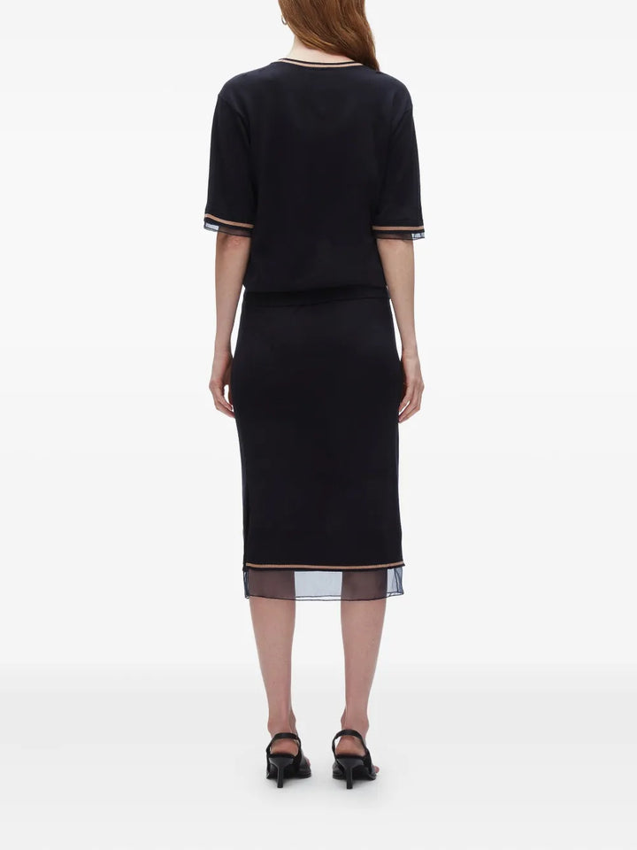 Short Sleeve Draped Knit Dress