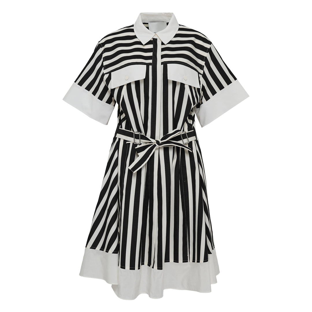 Striped Short Sleeve Shirt Dress