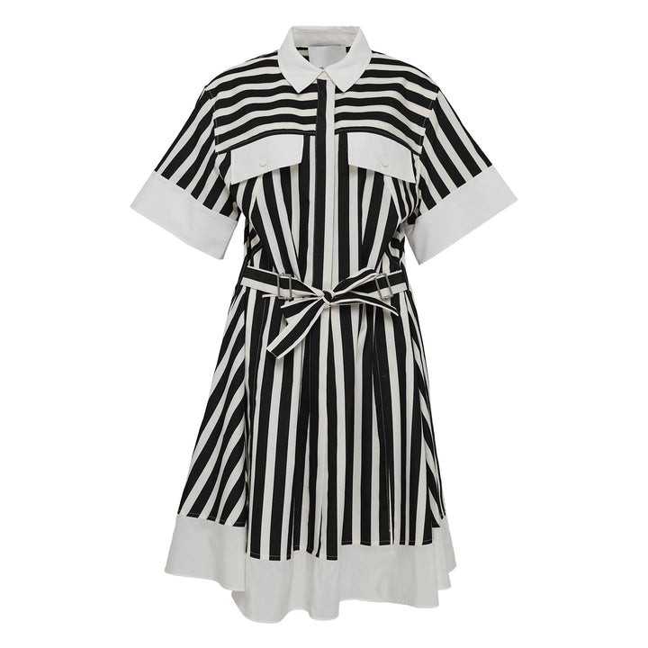 Striped Short Sleeve Shirt Dress
