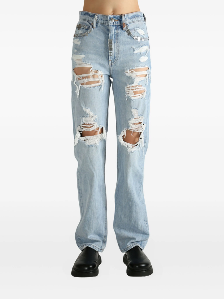 Distressed Ez Mid Rise Jeans