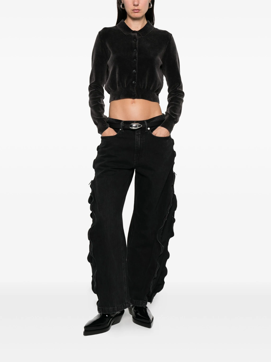 Curved Zipper Pants