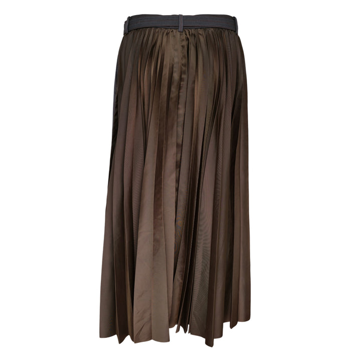 Stripe Doeskin Midi Skirt