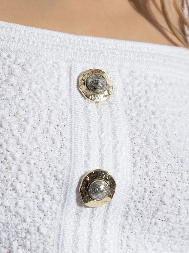 Straps Light Tweed Top