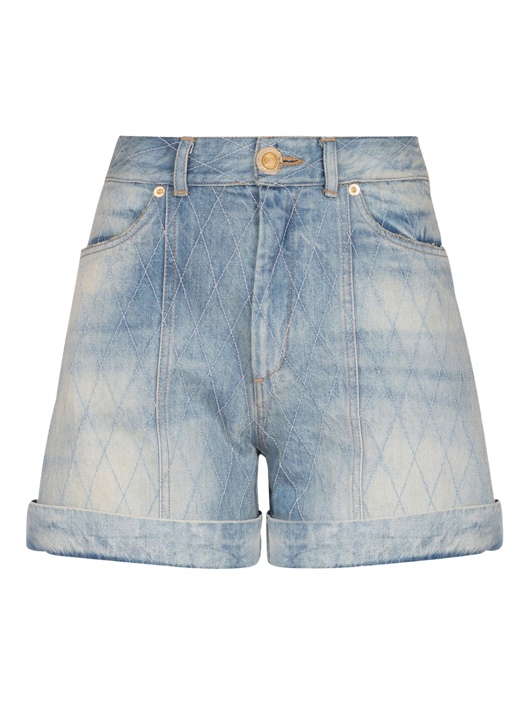 Quilted Light Blue Denim Short