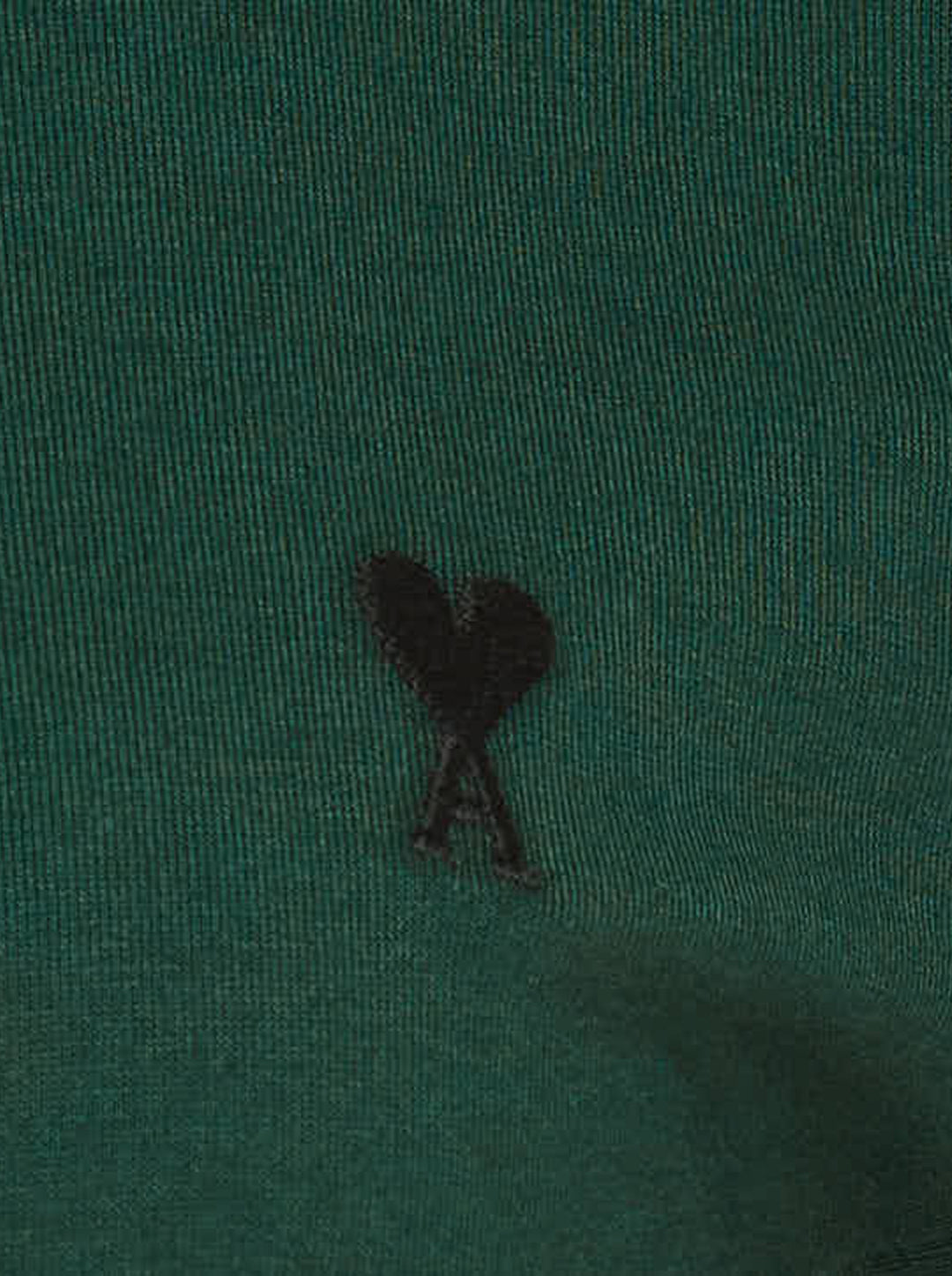 AMI Alexandre Mattiussi forest green short sleeve T-shirt with tonal black Ami de Cœur embroidered logo on the chest and crew neckline - view 3