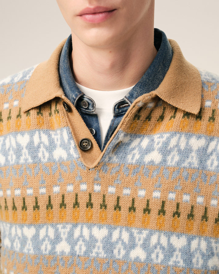 Xmas Boxy Jacquard Polo Sweater