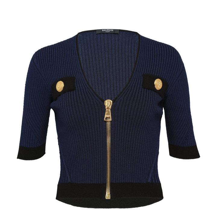 Zipped Short Sleeves Top